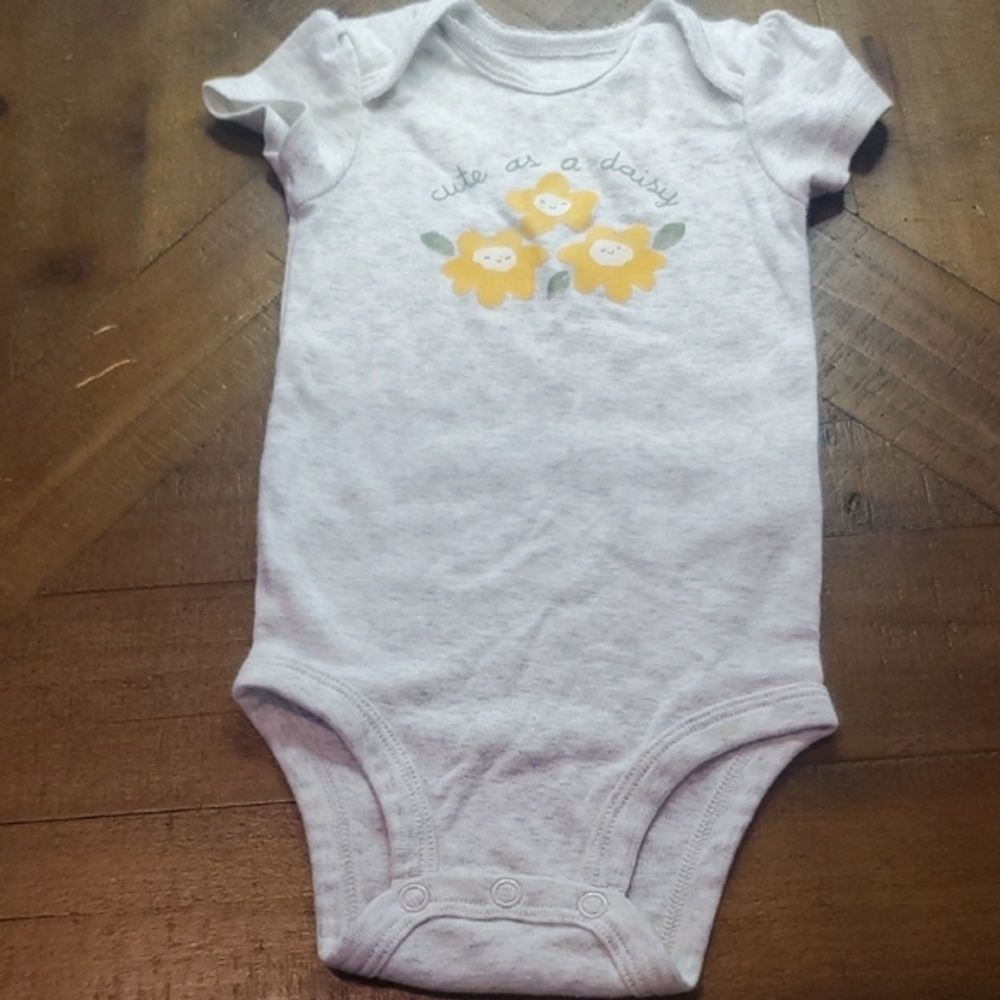 🐻 Carter's Light Gray Bodysuit with Orange Floral Print